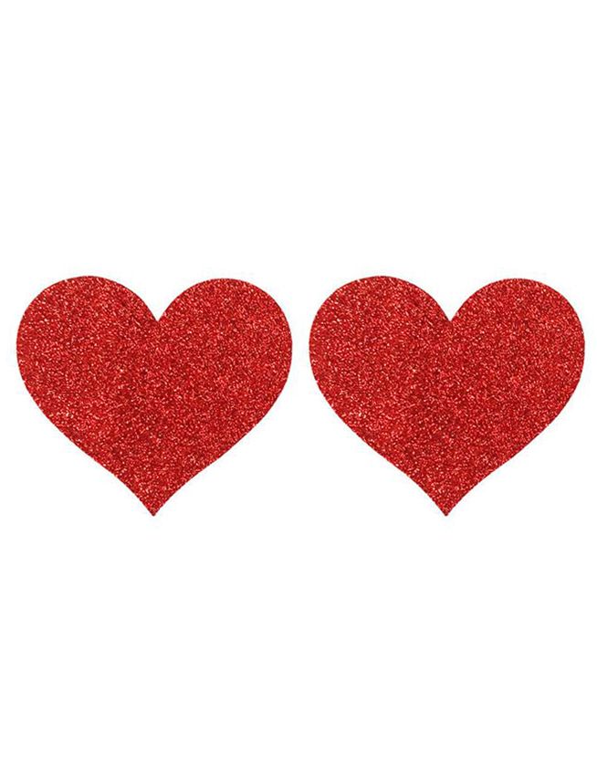 Red Glitter Heart-shaped Nipple Cover