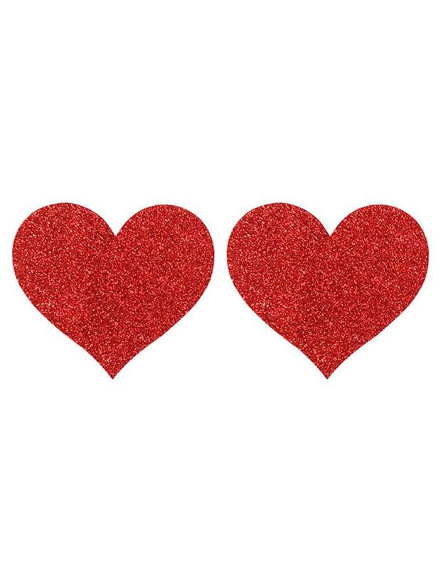 Red Glitter Heart-shaped Nipple Cover