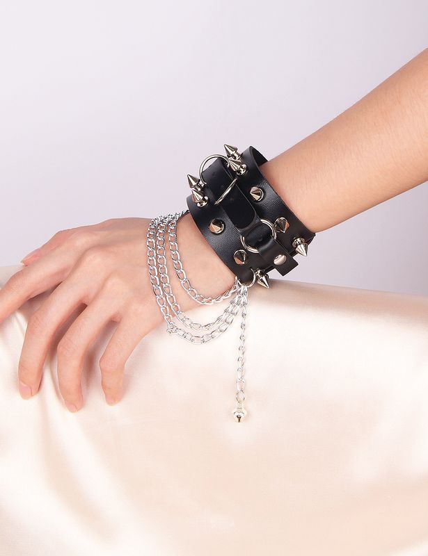 Black PU Punk Gothic Rivet Bracelet