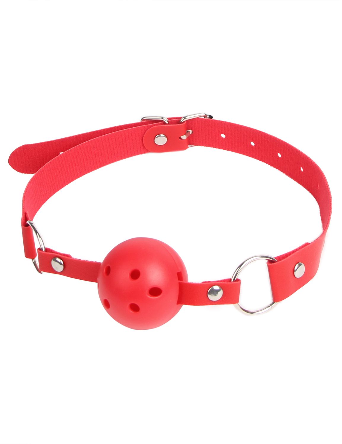 Red Leather Breathable Mouth Gag