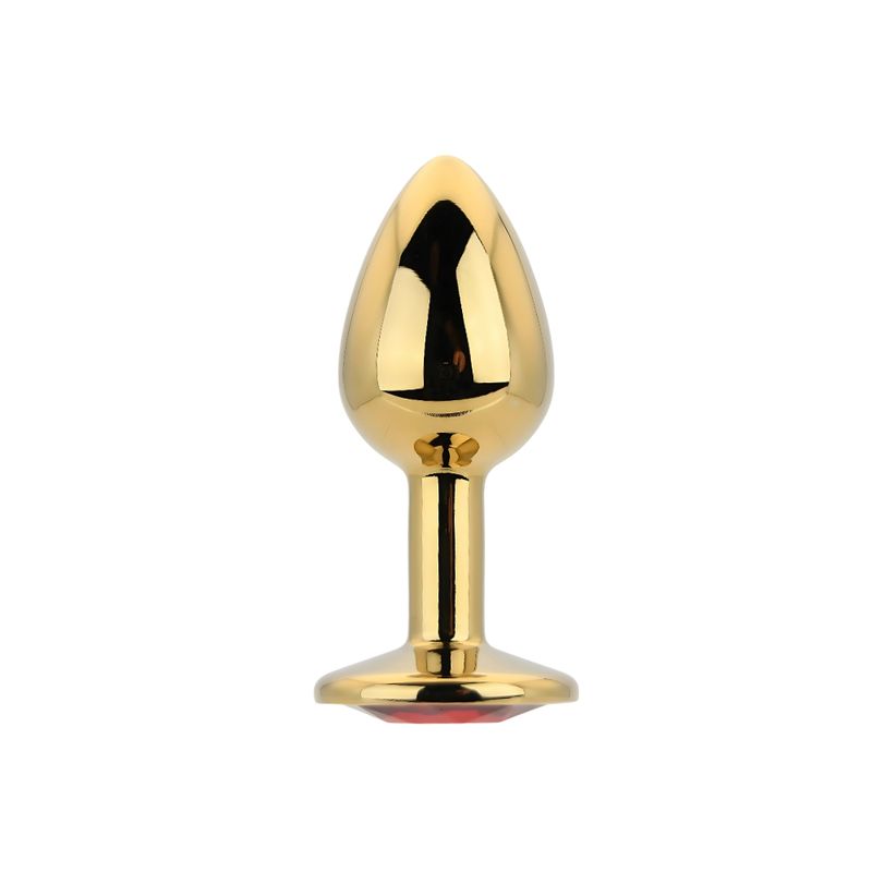 Toosh Gold Metal Butt Plug Medium Red Stone