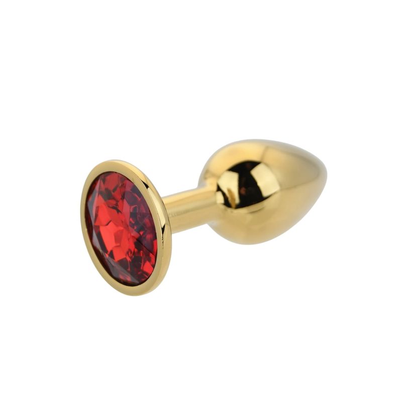 Toosh Gold Metal Butt Plug Large Red Stone