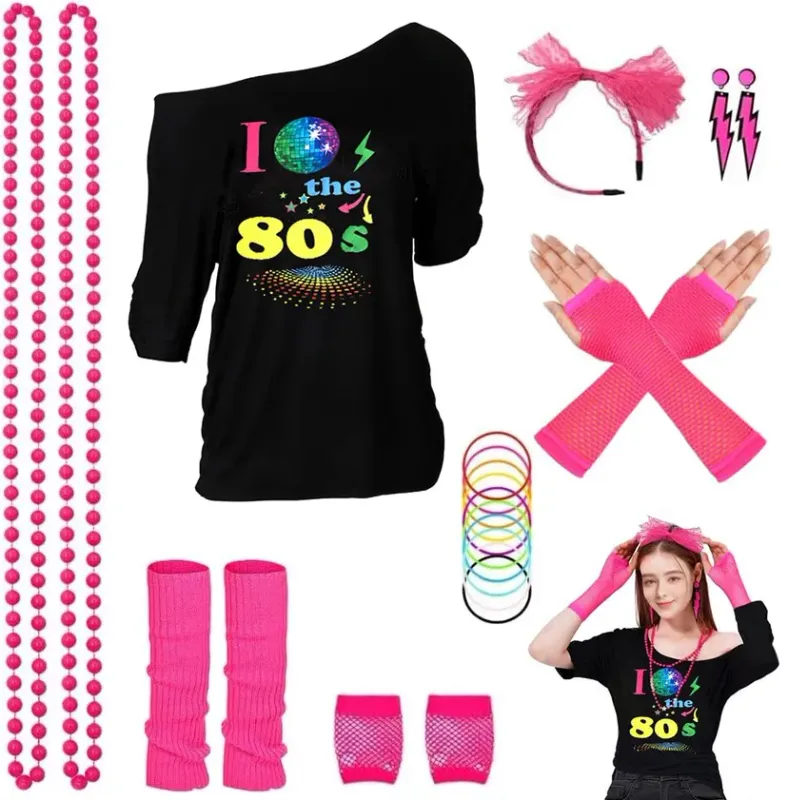 80s Fancy Dress Set Off Shoulder