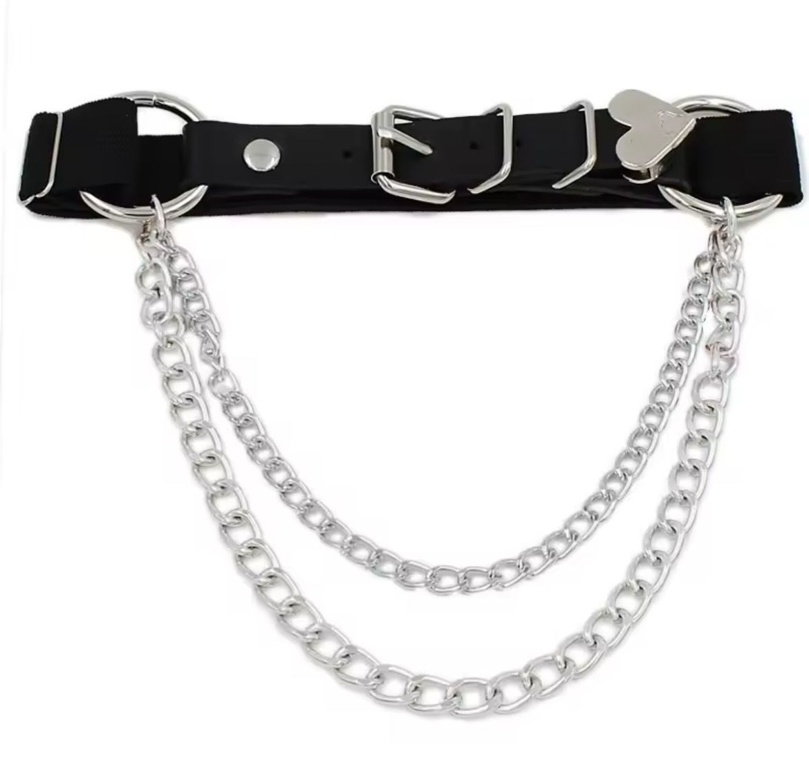 Black Leather Garter With Chains