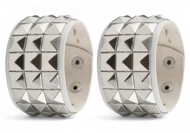 White Studded Leather Bracelet