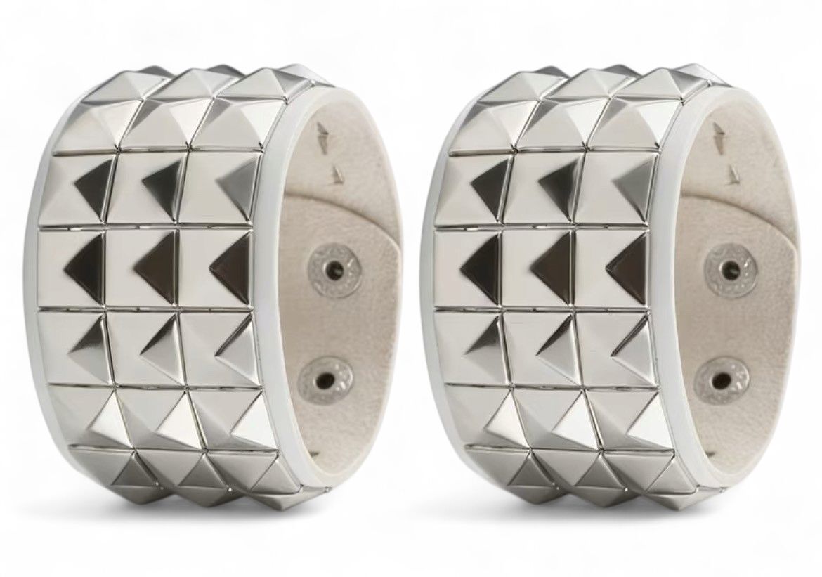 White Studded Leather Bracelet