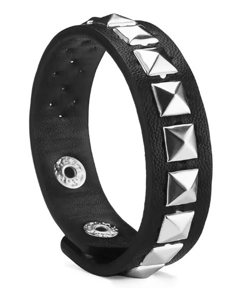 Black Bracelet With Studs Single Row