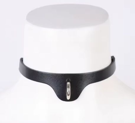 Black Leather Choker With D Hook