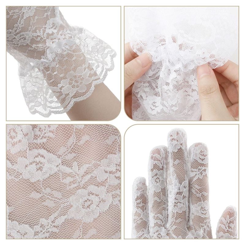 Lace Gloves Elegant Floral Mesh Dress Gloves UV Protection