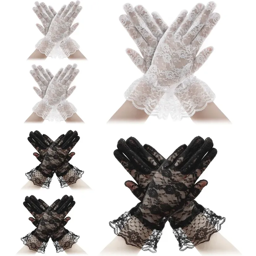 Lace Gloves Elegant Floral Mesh Dress Gloves UV Protection
