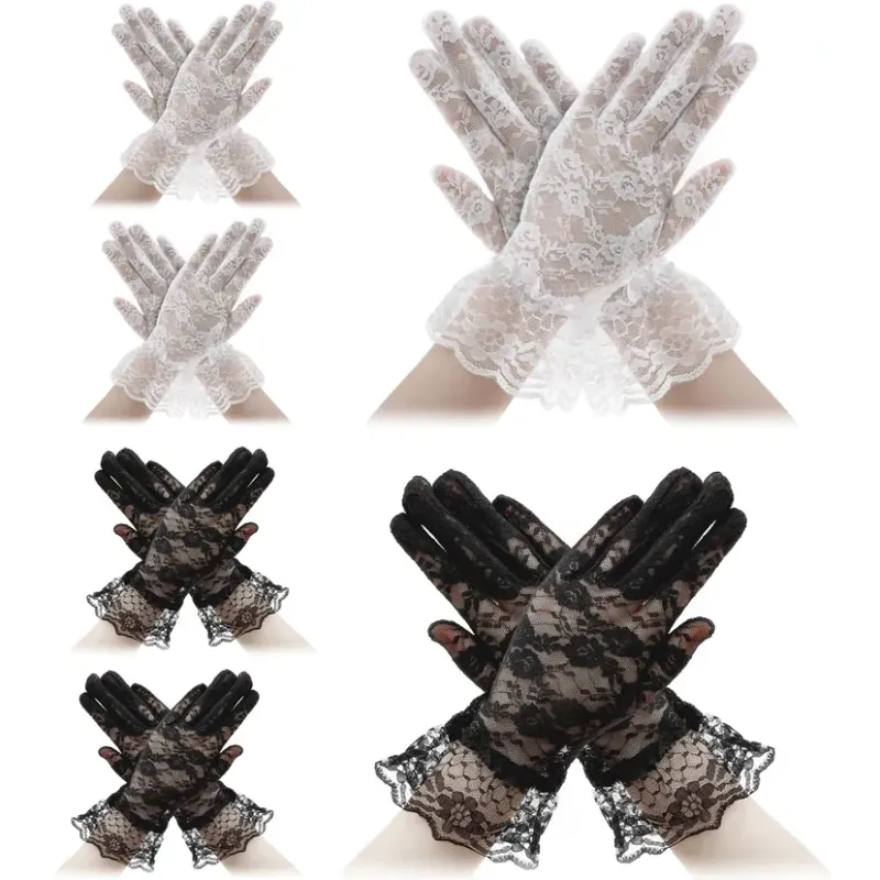 Lace Gloves Elegant Floral Mesh Dress Gloves UV Protection