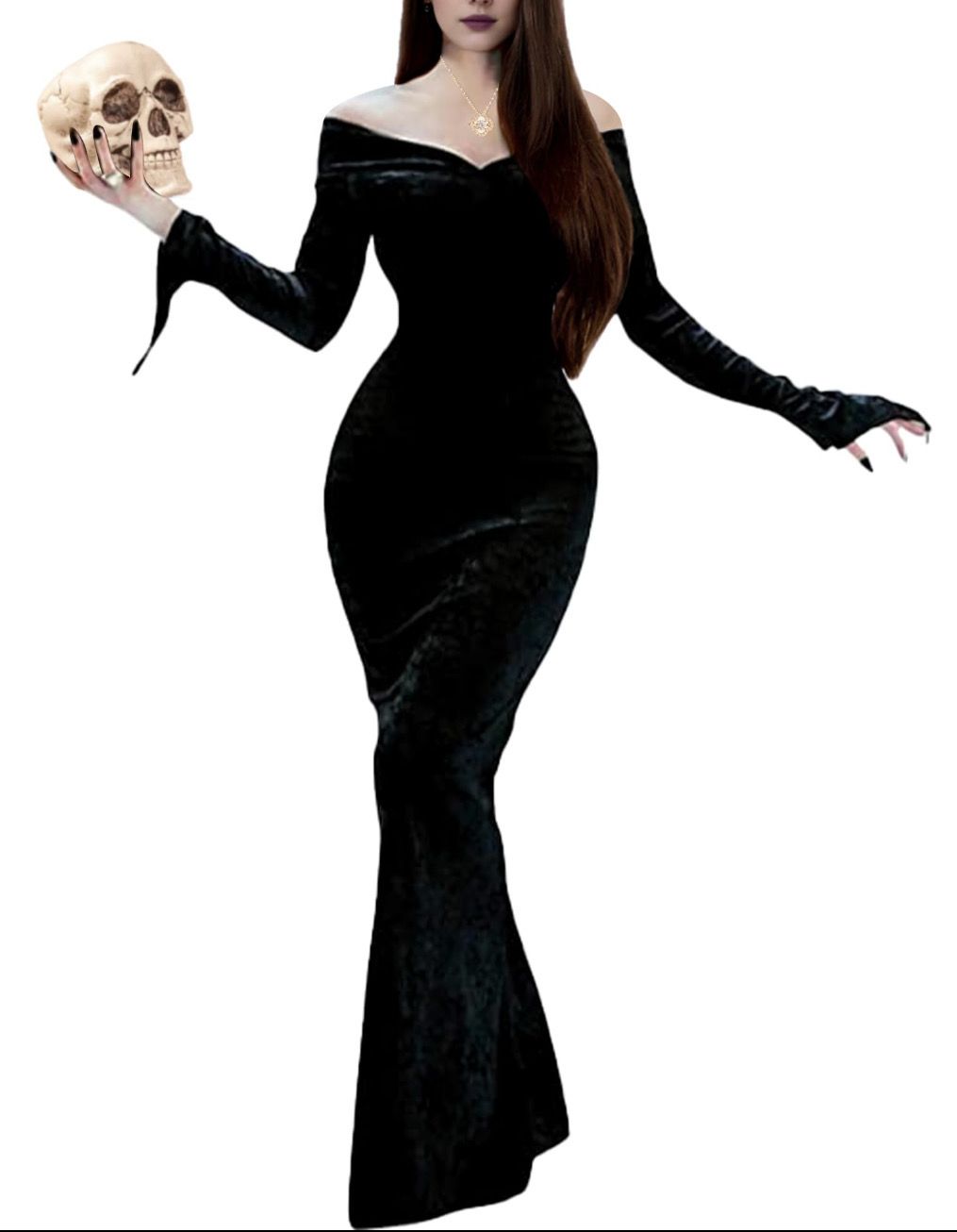 Long Sleeve Gothic Costume Cosplay Party Maxi Dress