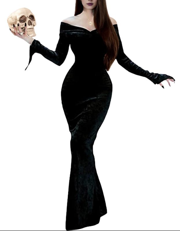 Long Sleeve Gothic Costume Cosplay Party Maxi Dress