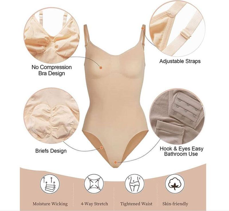 Shapewear Bodysuit Tummy Control Beige