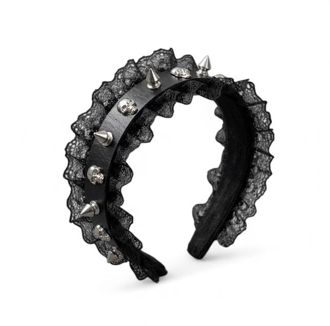 Spikes and Skulls Black Headband