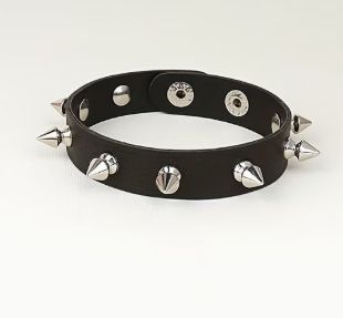 Leather Single Short Spikes Bracelet