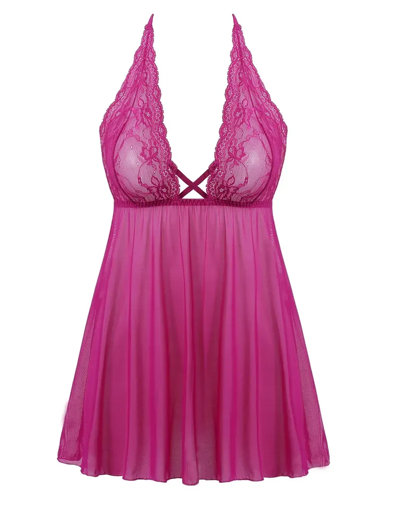 Babydoll Dress Nighty Peacock Rose Pink