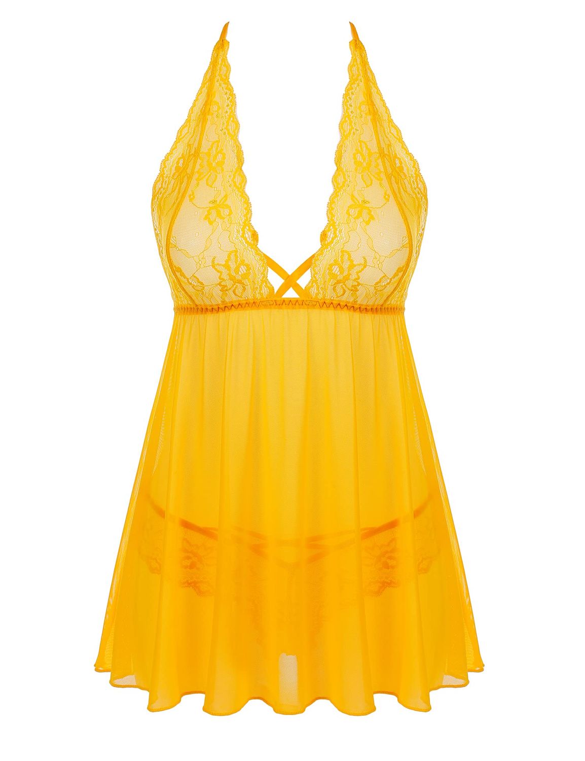 Babydoll Dress Nighty Peacock Yellow