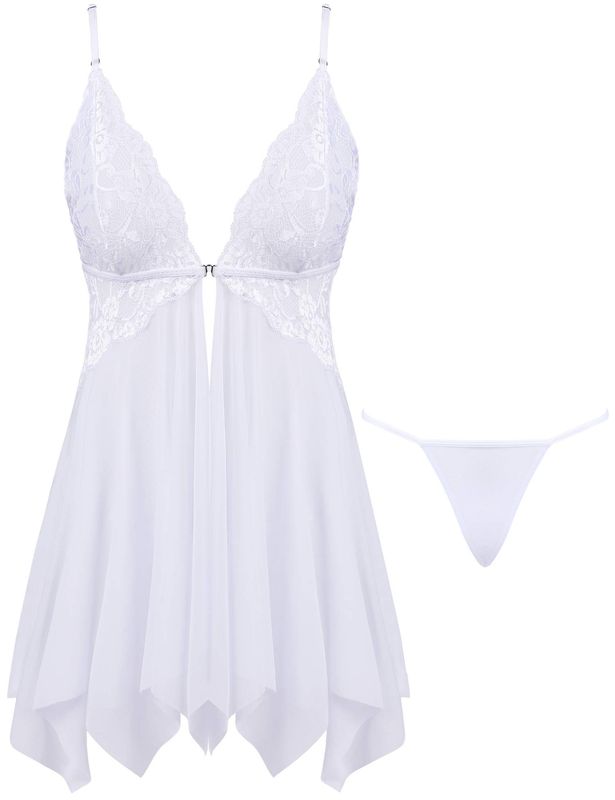 Lace Babydoll Sexy Nightie White