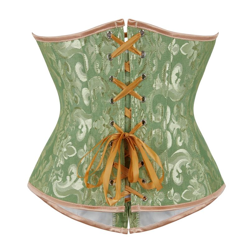 Underbust Satin Lace Up Corset Green