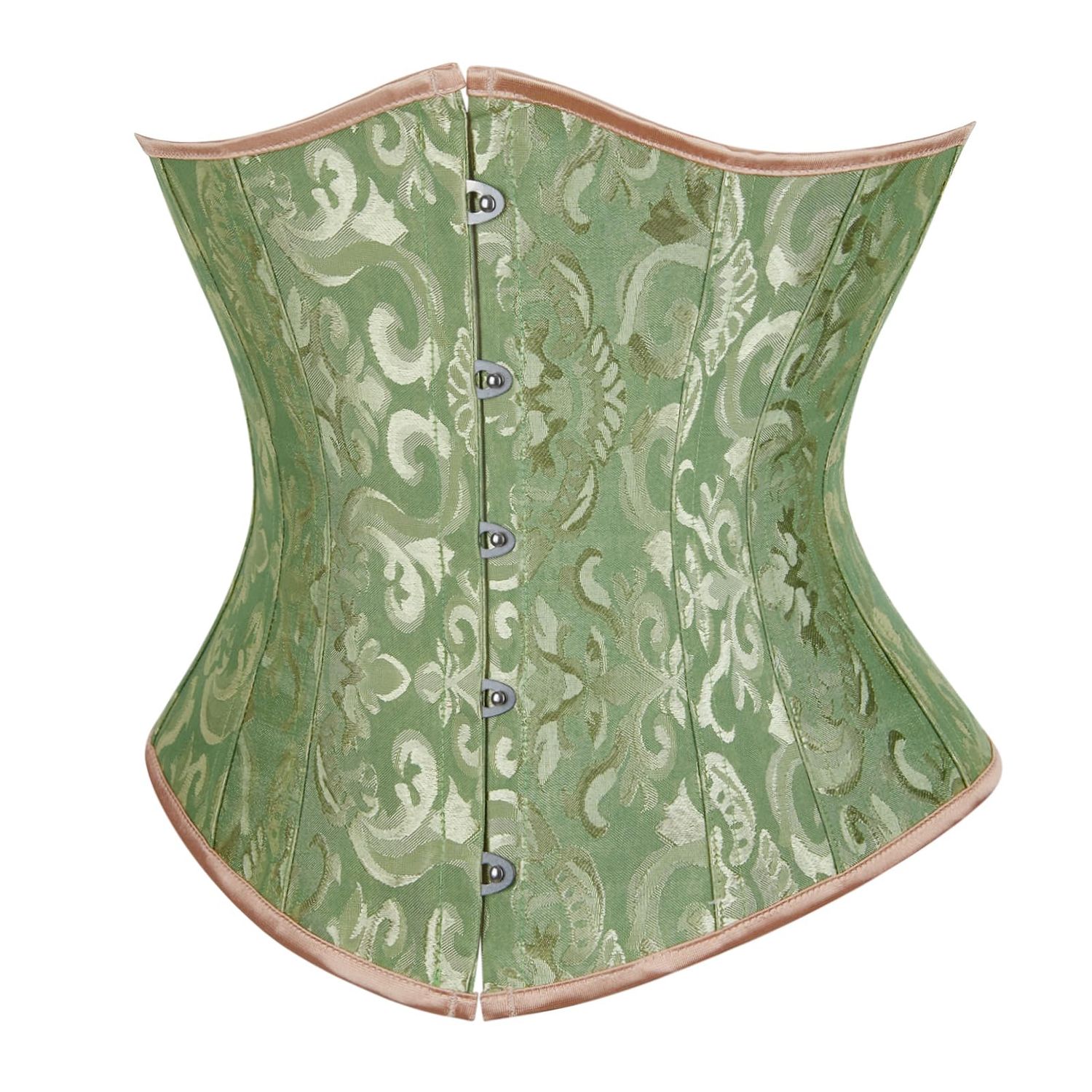 Underbust Satin Lace Up Corset Green