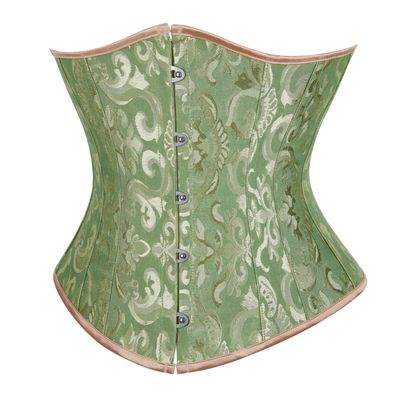 Underbust Satin Lace Up Corset Green