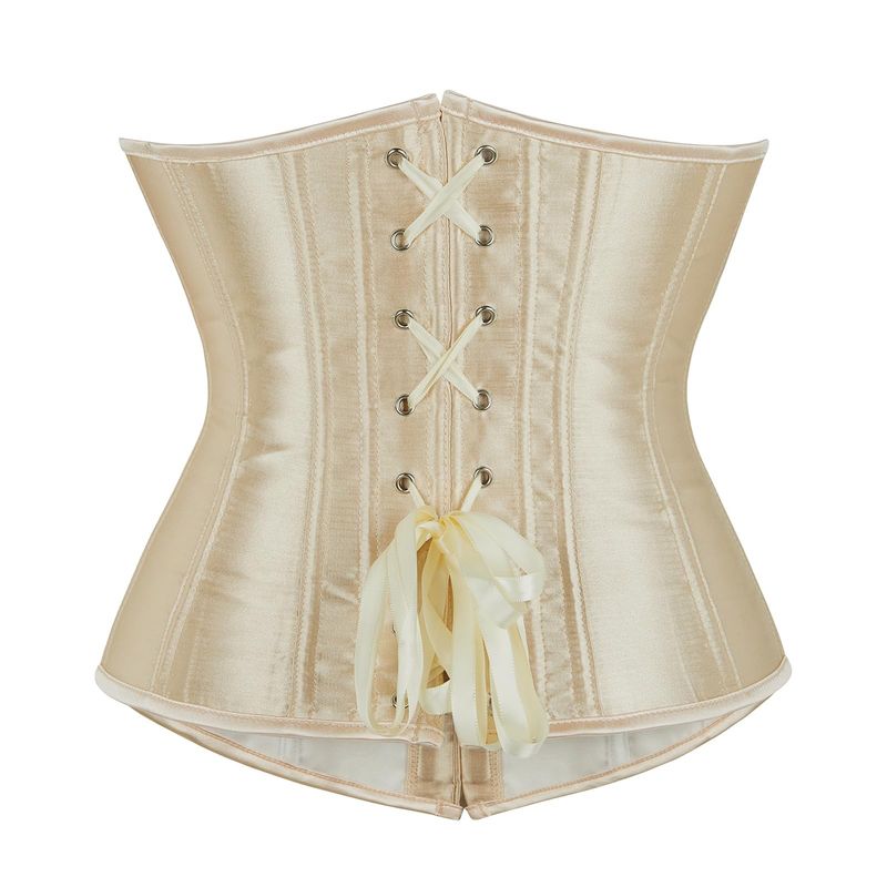 Underbust Satin Lace Up Corset Beige