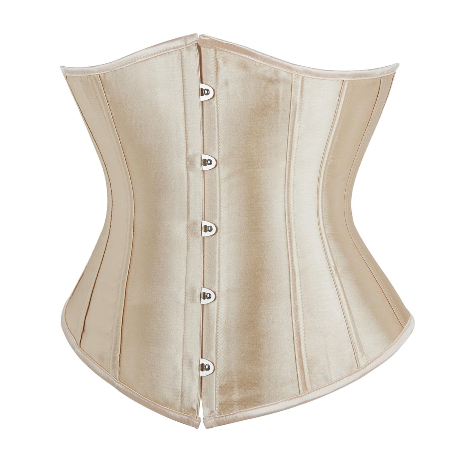 Underbust Satin Lace Up Corset Beige