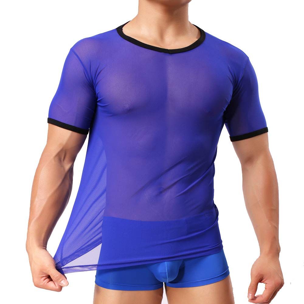 Men's Sheer Mesh T-Shirt Blue