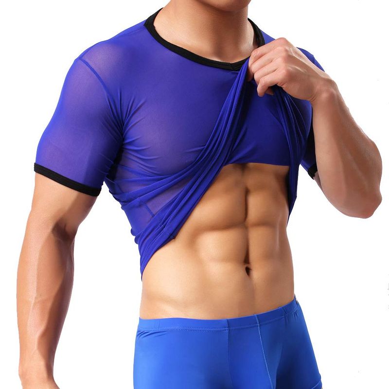 Men's Sheer Mesh T-Shirt Blue
