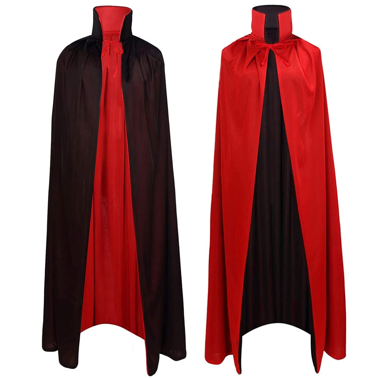 35" Reversible Vampire Cloak with Stand-Up Collar Unisex Fancy Dress Cape
