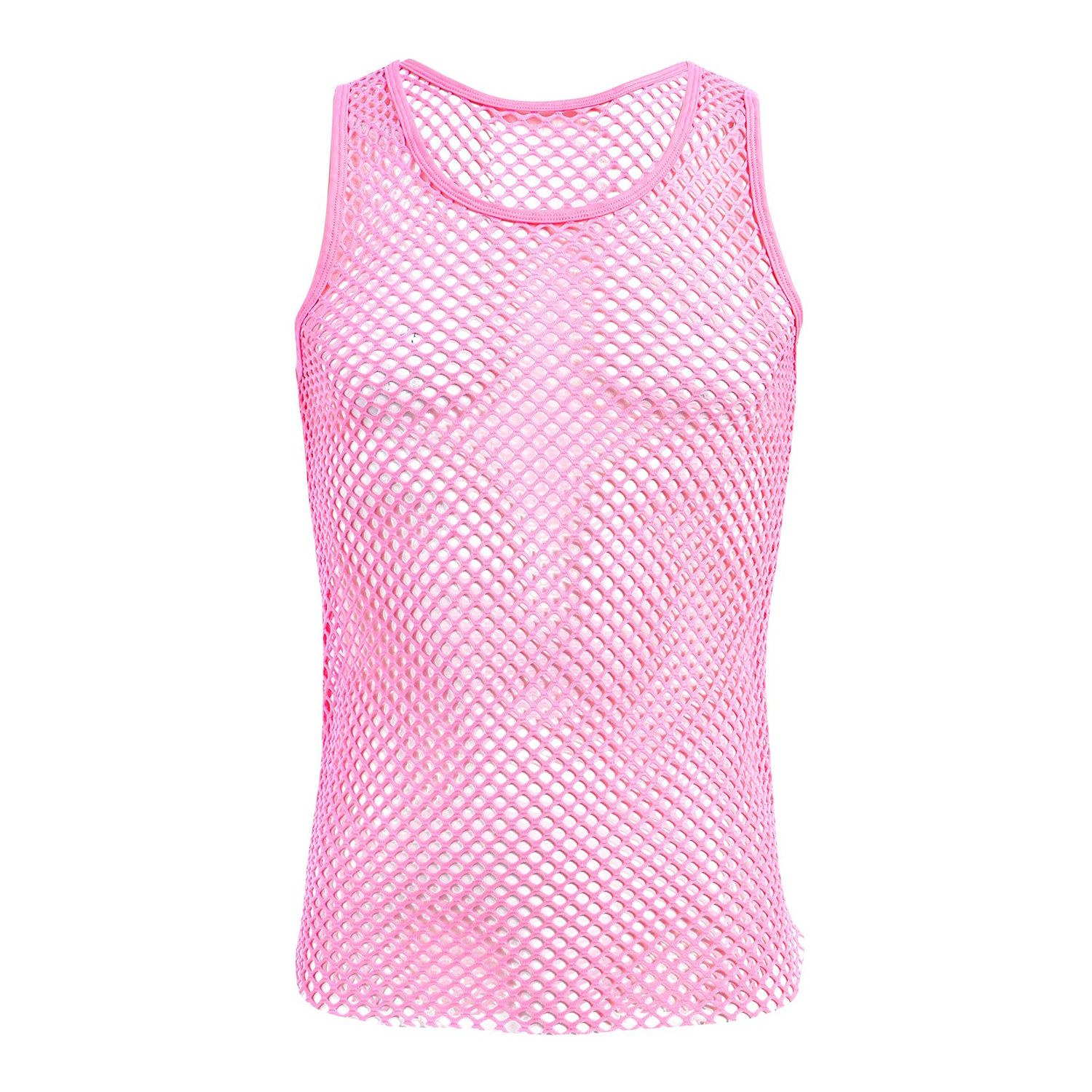 Sleeveless Mesh Vest Tanks See-Through Sheer Fishnet