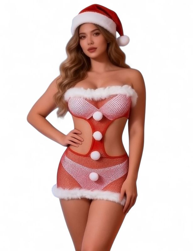 Christmas Strapless Bodycon Dress