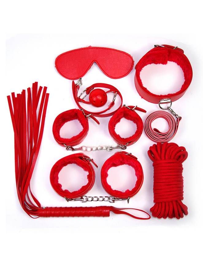 Red Leather Bondage Set