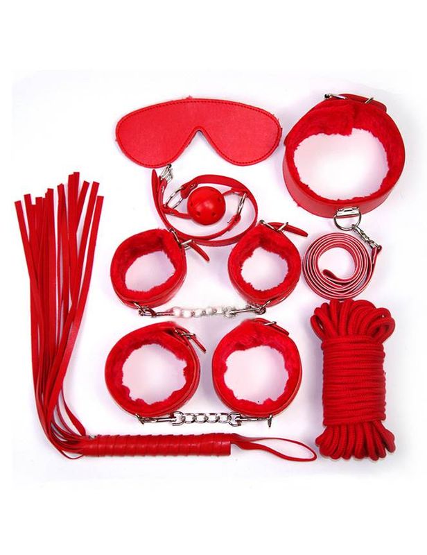 Red Leather Bondage Set