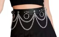 Leather Belt With Chains &amp; Rings