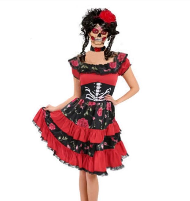 Day of the Dead Fancy Dress Costume Red