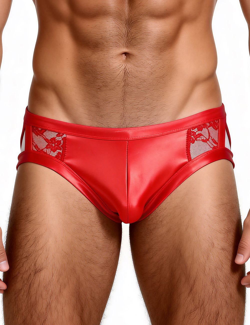 Sexy Red Leather Lace Boxers