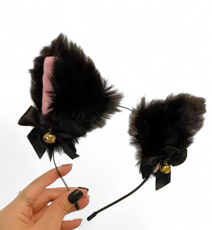 Fluffy Ears Headband Black