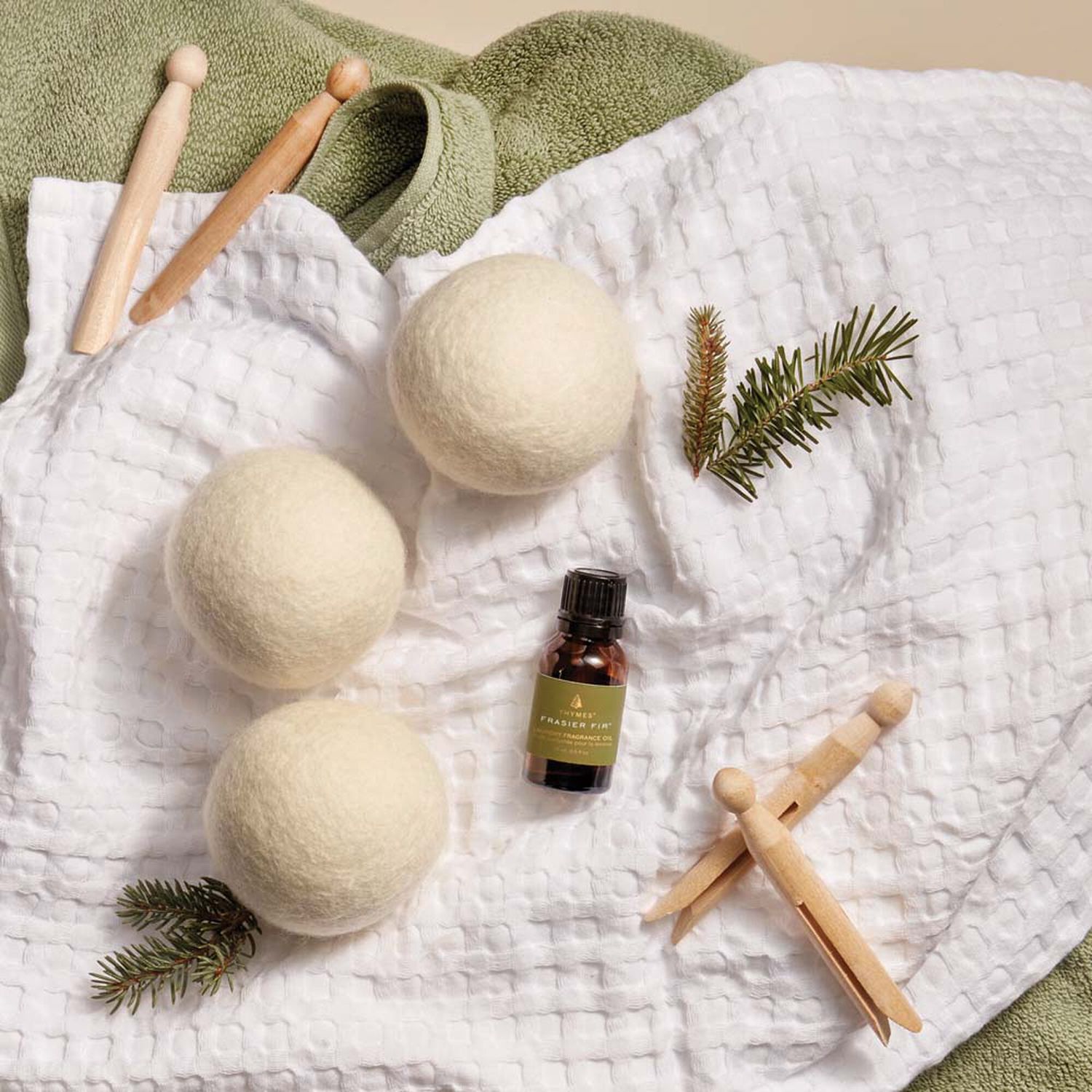 Frasier Fir Wool Dryer Balls &amp; Laundry Fragrance Oil Set