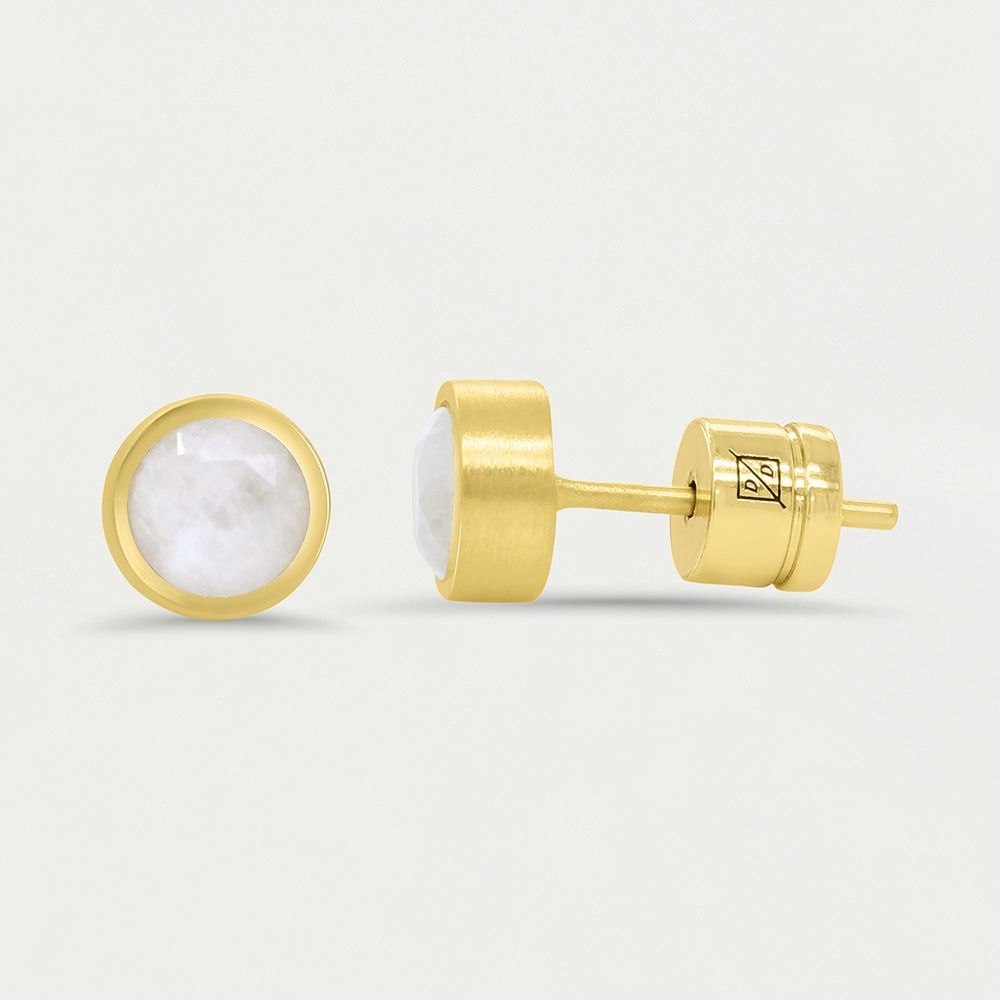 Signature Small Knockout Studs, Color: Moonstone and Gold