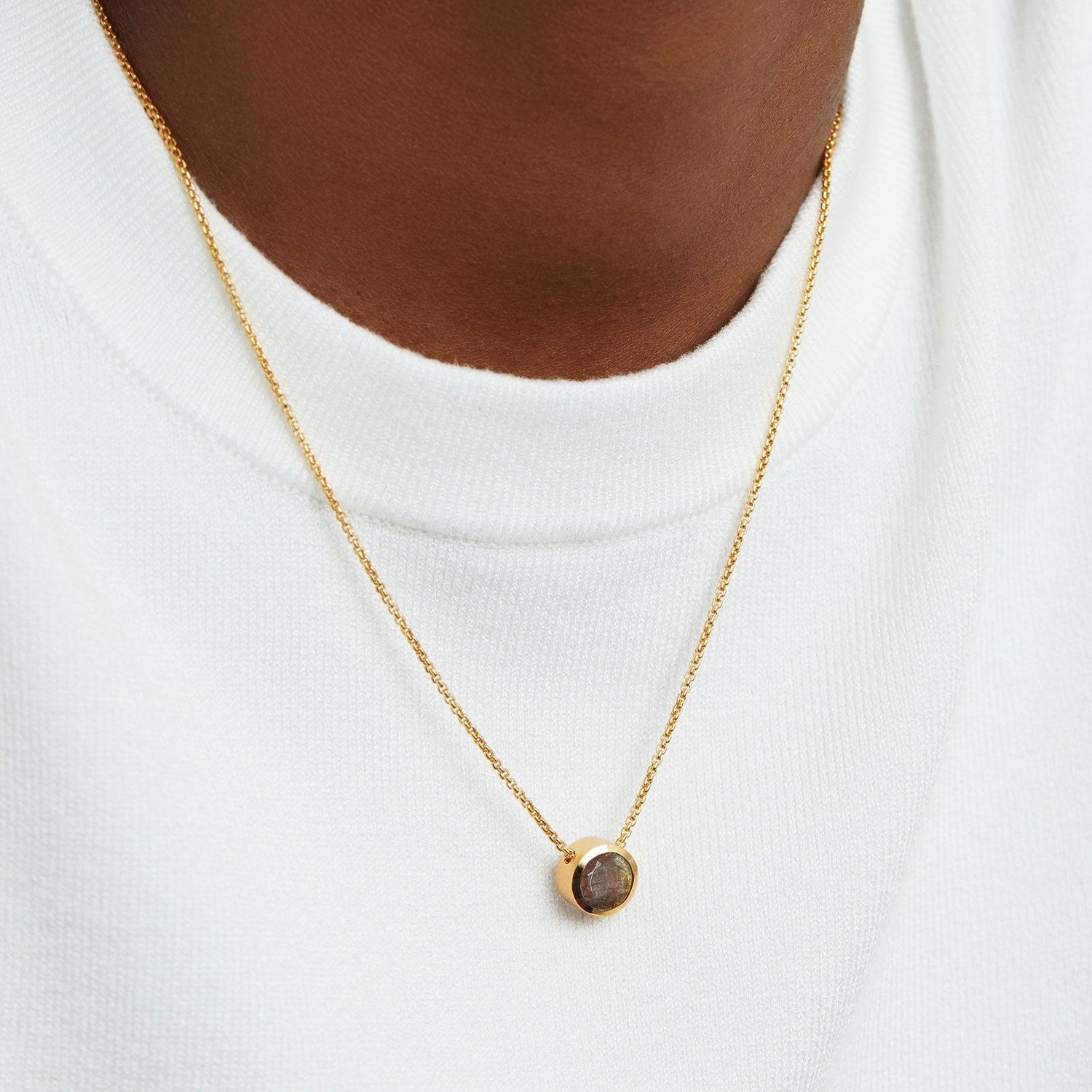 Signature Gold Midi Pendant, Color: Labradorite