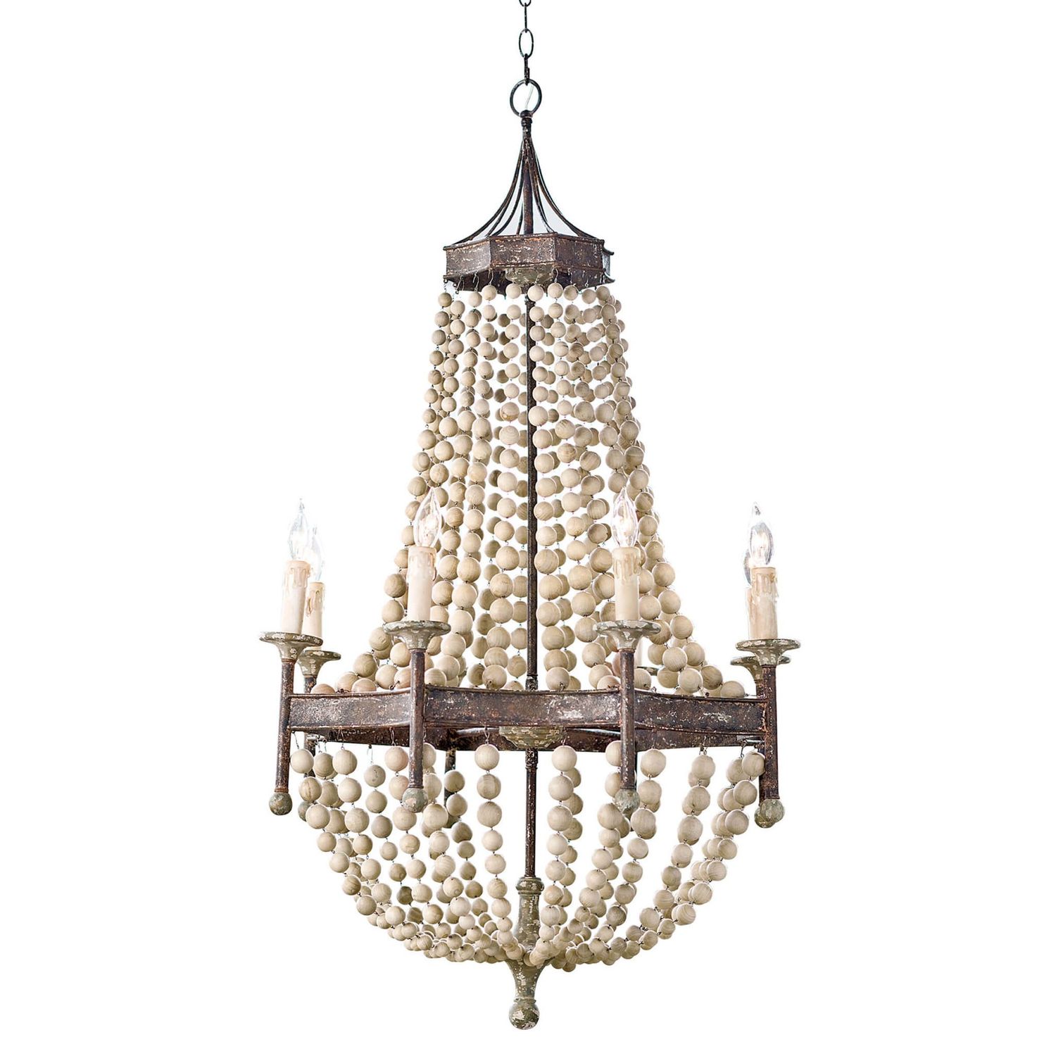 Wood Beaded Chandelier