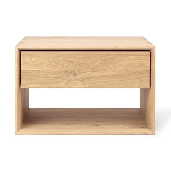 Nordic II bedside table - oak - 1 drawer, 22.5 x 15.5 x 14.5