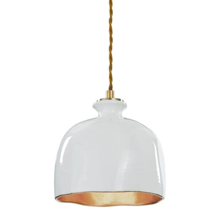 Bianca Ceramic Pendant (Gloss White and Gold)