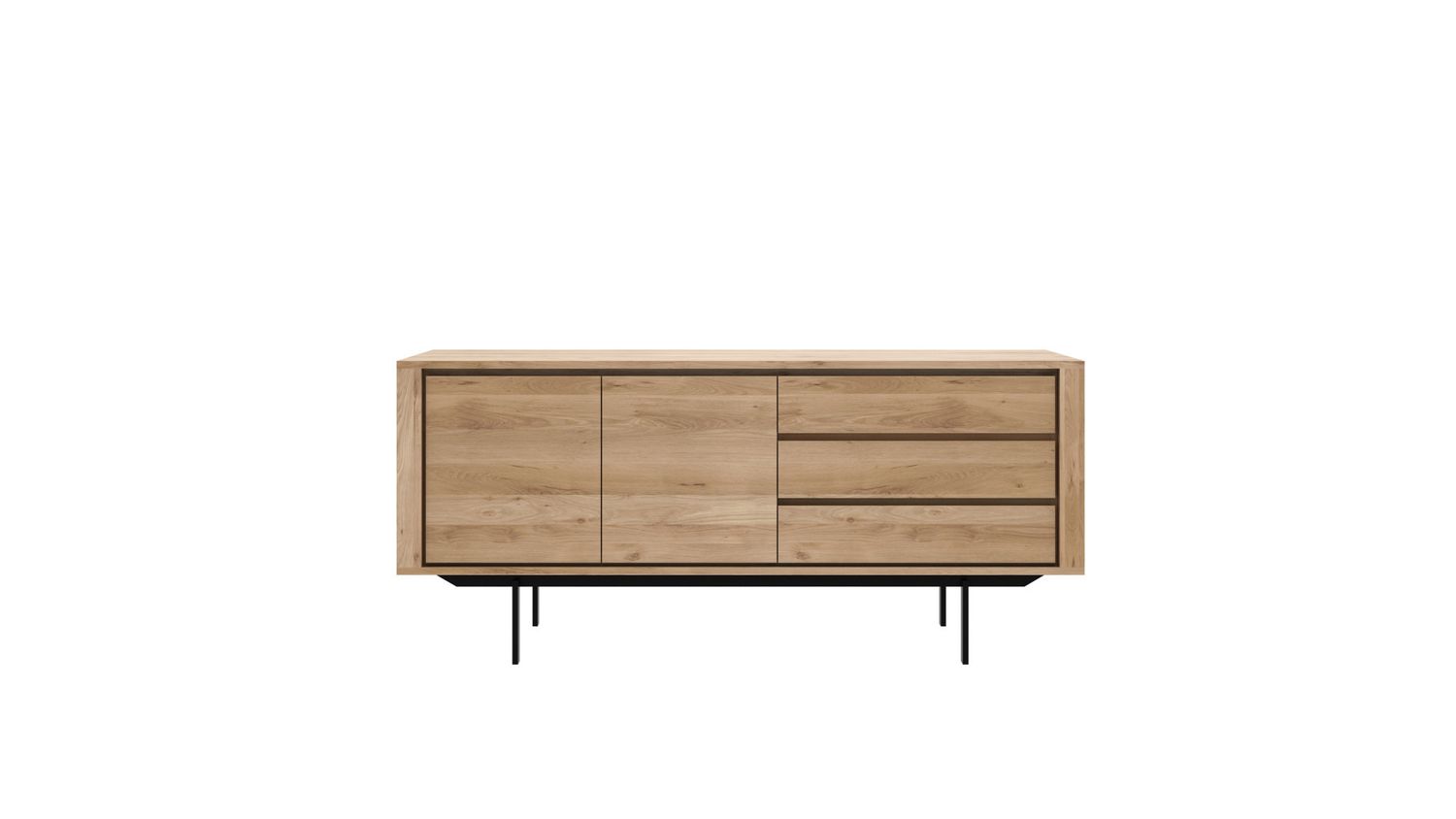 Shadow sideboard - oak - 2 doors - 3 drawers, 71 x 17.5 x 31.5