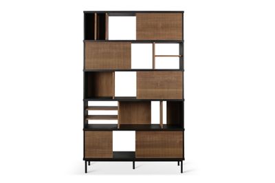 Oscar rack - teak - 5 sliding doors, 47 x 15.5 x 77