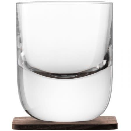 Whisky Renfrew Tumbler 270ml Clear &amp; Walnut Coaster x 2 **