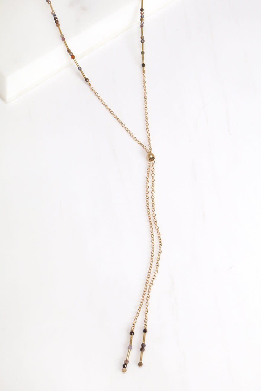 Ruby and Sapphire Lariat Necklace