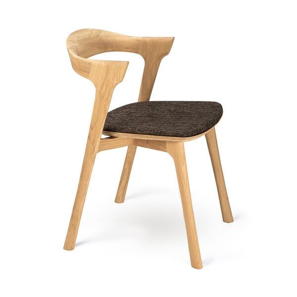 Bok dining chair - varnished oak - Dark Brown fabric, 19.5 x 21.5 x 30